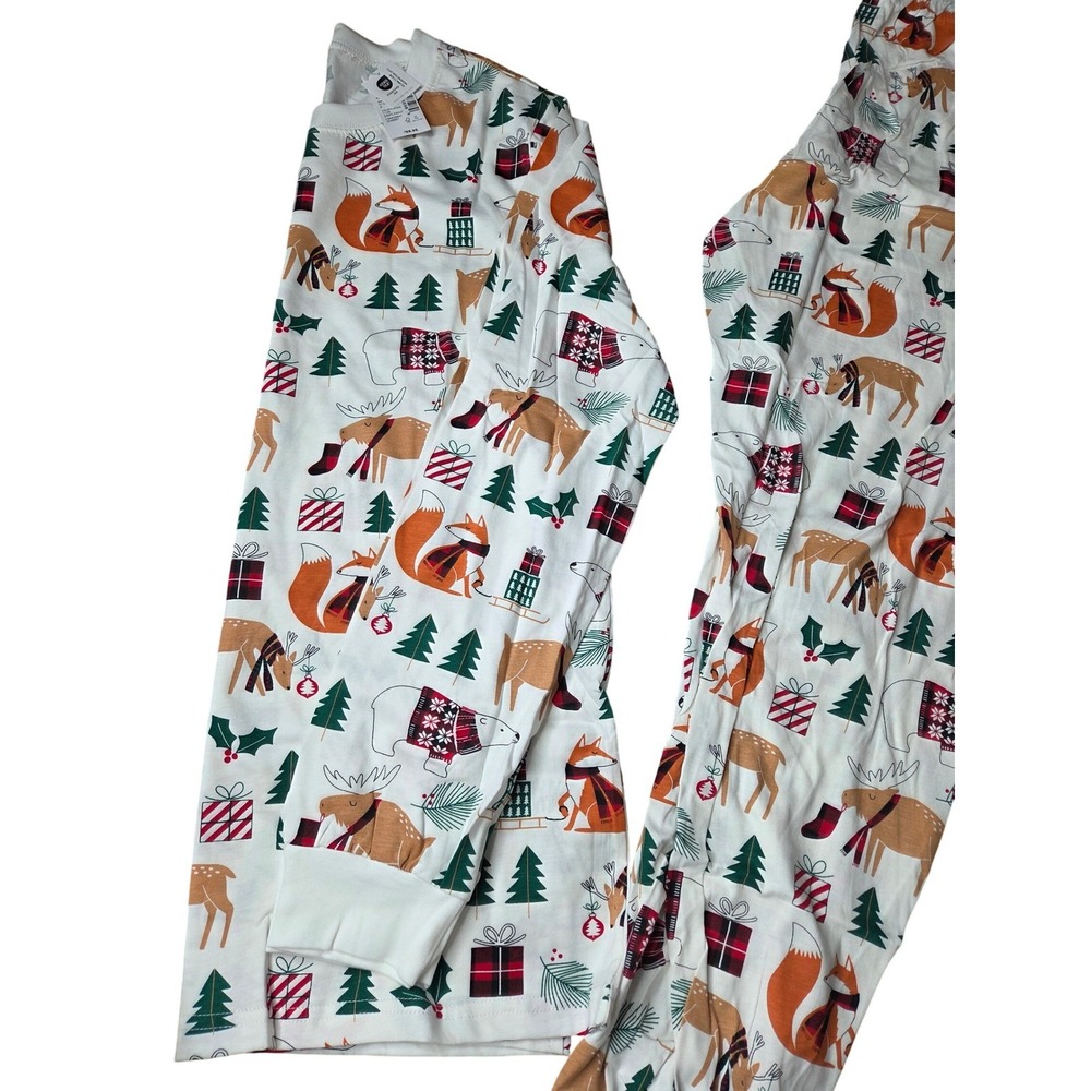 The PJs Place Adult S/P Pajamas Set Winter‎ Animals Trees Fox Deer Polar Bear - Picture 4 of 7